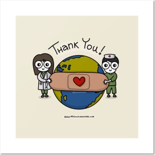 Thank you Carers, Healthcare Workers, Heroes, Gratitude (Off-White) - mydoodlesateme Posters and Art